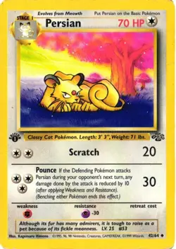 Pokemon Jungle Persian First Edition Non-Holo 42/64 1999 FREE SHIPPING - Image 1