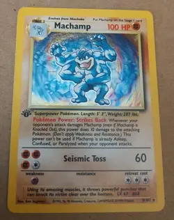 Machamp 8/102 Holo Foil 1st Edition Base Set Unlimited Pokemon TCG NM-MINT 1999 - Image 1