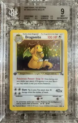 1998 Pokemon Fossil 1st Ed Dragonite Holo BGS 9 STRONG SUBS - Image 1