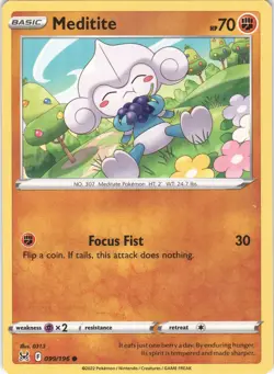 Meditite 099/196 Common Lost Origin Pokemon LP - Image 1