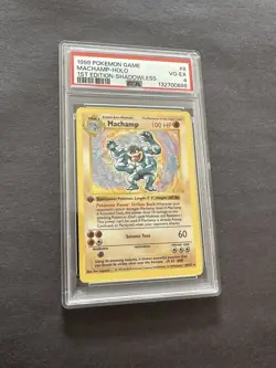 Pokemon Machamp 1st Edition Holo Shadowless Base Set 8/102 PSA 4 (1999) - Image 1