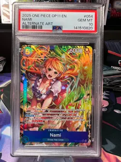 One Piece Nami (054) (Alternate Art) OP11-054 A Fist of Divine Speed Foil PSA 10 - Image 1