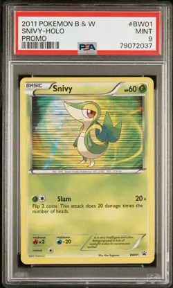 PSA 9 MINT Snivy BW01 Black & White Promo Holo Pokemon Card - Image 1