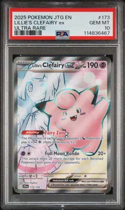 2025 POKEMON JTG EN #173 LILLIE's CLEFAIRY ex - ULTRA RARE - PSA 10 GEM MINT - Image 1