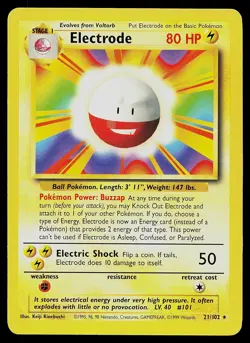 Pokemon Card - Electrode Base Set 21/102 Rare - Image 1