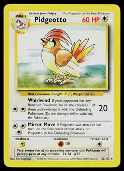 Pokemon Card - Pidgeotto Base Set 22/102 Rare - Image 1