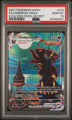 2021 Pokemon Sword & Shield Evolving Skies Umbreon VMAX #215 Fa Secret PSA 10 - Image 1