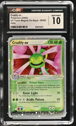CGC 10 GEM MINT Cradily ex 2004 EX Team Magma Vs Aqua 90/95 Holo Pokemon Card - Image 1