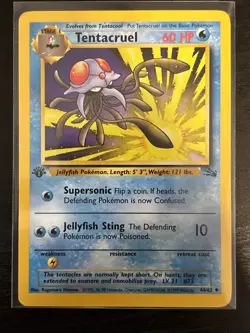 Tentacruel 44/62 Uncommon Fossil Pokemon 1st Edition MP - Image 1