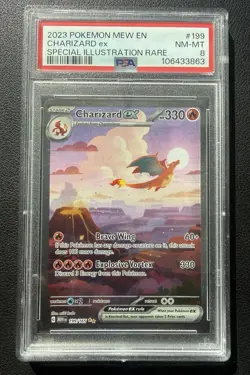 2023 POKEMON MEW EN-151 SPECIAL ILLUSTRATION RARE #199 CHARIZARD EX PSA 8 - Image 1