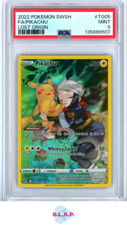 FA/PIKACHU LOST ORIGIN POKEMON SWORD & SHIELD LOST ORIGIN 2022 TG05 PSA 9 - Image 1