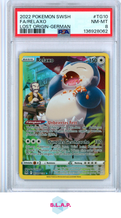 FA/RELAXO LOST ORIGIN-GERMAN POKEMON SWORD & SHIELD LOST ORIGIN 2022 TG10 PSA 8 - Image 1