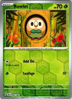 Pokemon | SFA | Rowlet | 003/064 | NM Reverse Holo - Image 1