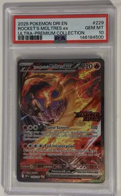 Destined Rivals Rocket’s Moltres Ex SIR Ultra Premium Collection 229/182 PSA 10 - Image 2