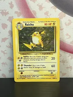 Pokemon TCG Raichu 014/102 Base Set Original Holo Rare Vintage WOTC 1999 HP - Image 1