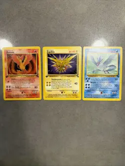 Pokemon TCG Zapdos 1st Edition Moltres, Articuno, Fossil Non-Holo Card Trio - Image 1