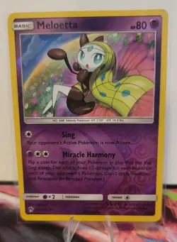 Meloetta 104/214 Reverse Holo Rare SM - Lost Thunder Pokemon Card LP/NM - Image 1