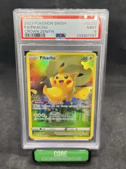 Pokemon Pikachu TCG Crown Zenith: Galarian Gallery Holo Rare Card GG30/GG70 PSA9 - Image 1