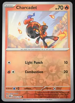 Pokemon TCG Charcadet 043/197 2023 Obsidian Flames Reverse Holo Common Card - LP - Image 1