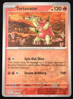Pokemon TCG Turtonator 035/162 Temporal Forces Reverse Holo Common Card - LP - Image 1