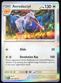 Pokemon TCG Aerodactyl 142/165 2023 Scarlet & Violet 151 Holo Rare Card - NM - Image 1