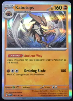 Pokemon TCG Kabutops 141/165 2023 Scarlet & Violet 151 Holo Rare Card - NM - Image 1