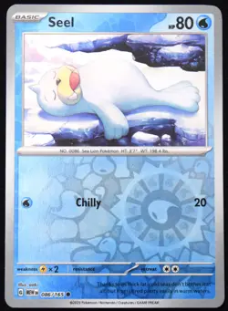 Pokemon TCG Seel 086/165 Scarlet & Violet 151 Reverse Holo Common Card - NM - Image 1