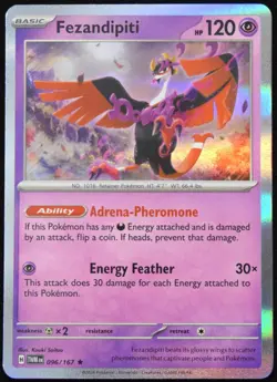 Pokemon TCG Fezandipiti 096/167 2024 Twilight Masquerade Holo Rare Card - NM - Image 1