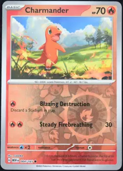 Pokemon TCG Charmander 004/165 Scarlet & Violet 151 Reverse Holo Card - NM - Image 1