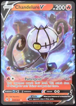 Pokemon TCG Chandelure V 039/264 2021 Fusion Strike Ultra Rare Card - NM - Image 1