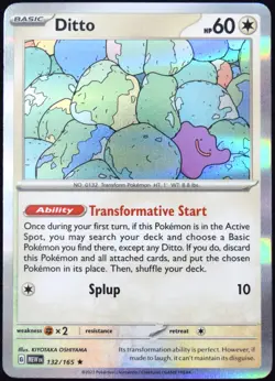 Pokemon TCG Ditto 132/165 2023 Scarlet & Violet 151 Holo Rare Card - NM - Image 1