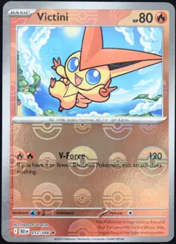 Pokemon TCG Victini 012/086 Black Bolt Poke Ball Reverse Holo Rare Card - NM - Image 1