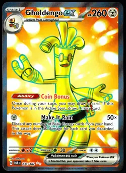 Pokemon TCG Gholdengo ex 231/182 2023 Paradox Rift Ultra Rare Card - NM - Image 1