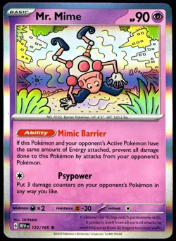 Pokemon TCG Mr. Mime 122/165 2023 Scarlet & Violet 151 Holo Rare Card - LP - Image 1