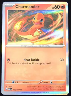 Pokemon TCG Charmander 026/197 2023 Obsidian Flames Holo Common Card - NM - Image 1
