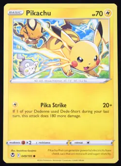 Pokemon TCG Pikachu 049/195 2022 Silver Tempest Common Card - NM - Image 1