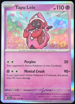 Pokemon TCG Tapu Lele 092/191 2024 Surging Sparks Holo Rare Card - NM - Image 1