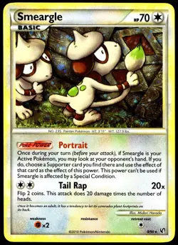 Pokemon TCG Smeargle 8/90 2010 Undaunted Holo Rare Card - LP - Image 1