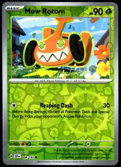 Pokemon TCG Mow Rotom 008/142 2024 Stellar Crown Reverse Holo Common Card - LP - Image 1