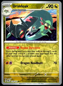 Pokemon TCG Drakloak 129/167 Twilight Masquerade Reverse Holo Common Card - LP - Image 1