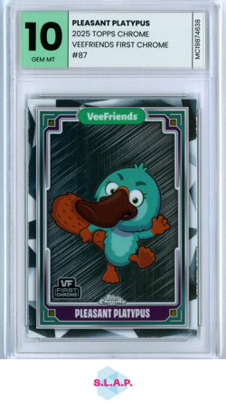 PLEASANT PLATYPUS TOPPS CHROME 87 2025 VEEFRIENDS FIRST CHR-EN MINT-CARDS GEM 10 - Image 1