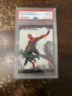2025 MTG MARVEL'S SPIDER-MAN: SOURCE MAT #0034 HEROIC INTERVENTION PSA 10 - Image 1
