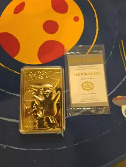 Pokemon Pikachu 23k Gold Plated Trading Card 1999 Nintendo #25 with Certificate - Image 1