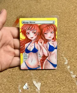 Anime Girl Mirage Mirror, Magic: The Gathering Hand Painted Alter Altered Art - Image 1