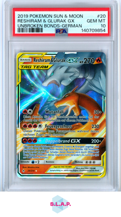 RESHIRAM & GLURAK GX UNBROKEN BONDS-GER POKEMON SM UNBROKEN BONDS 2019 20 PSA 10 - Image 1