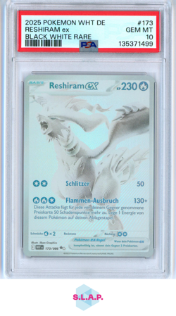 RESHIRAM EX POKEMON 173 2025 WEISSE FLAMMEN WHITE CHROME RARE DEUTSCH PSA 10 - Image 1