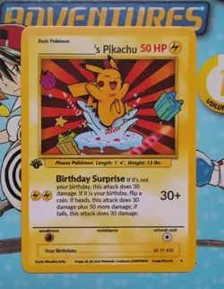 Custom Fun Pikachu Birthday Surprise Pokemon Card Unofficial - Image 1