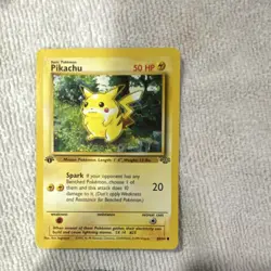 Pokemon Pikachu 60/64 Base Set jungle 50 HP Common Basic 1999 1st edition - Image 1