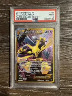 2016 POKEMON XY ALAKAZAM EX FATES COLLIDE-SECRET #125 PSA MINT 9 - Image 1