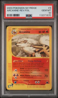 2003 POKEMON SKYRIDGE #3 ARCANINE-REVERSE FOIL PSA 10 - Image 1
